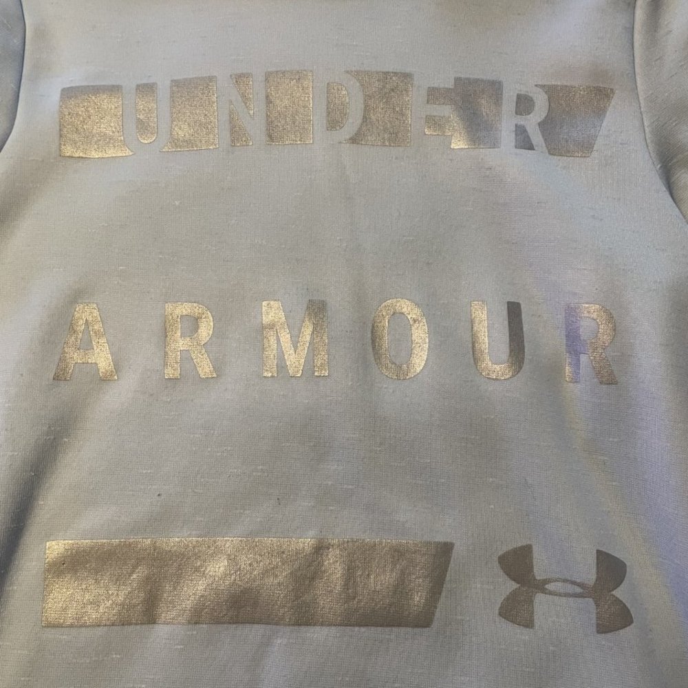 Under Armour UA Size X-Small Light Ice Blue Sweatshirt Hooded Hoody Hoodie EUC - Picture 8 of 9